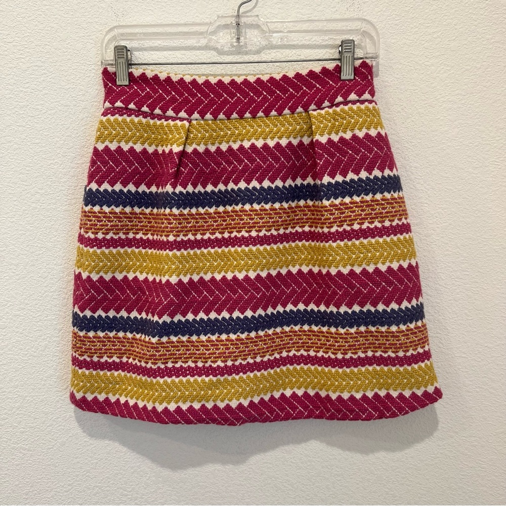 Anthropologie Nomad Morgan Carper Multicolor Jacquard Embroidered Skirt Size S